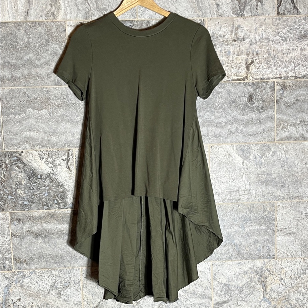 English Factory Asymmetrical High-Low Top – Small – Olive Green